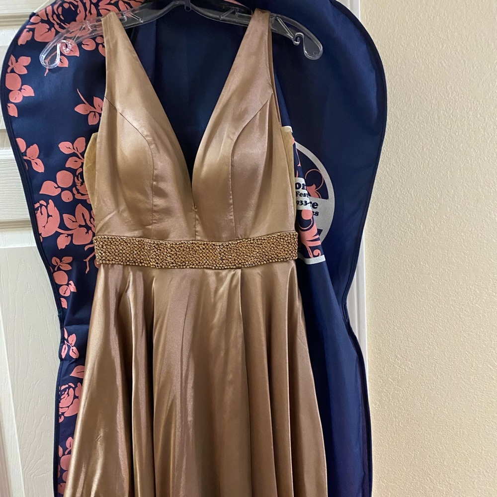 gold sherri hill dress